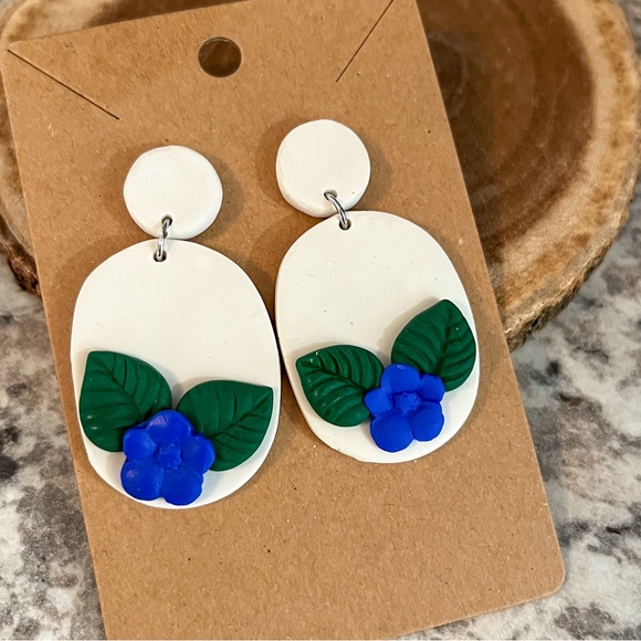Blue Tropical Flower Drop earrings - Picture 1 of 4